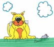 thumbnail of Yellow cat and mouse sitting