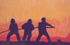 3 Firefighters fighting a fire